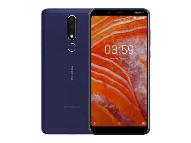 The Nokia 3.1 Plus smartphone in blue.
