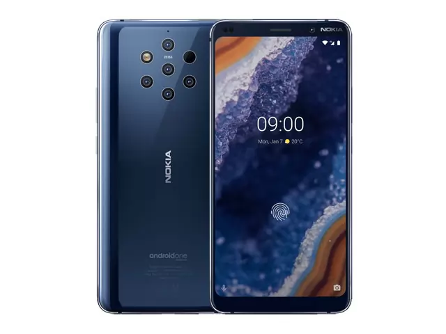 The Nokia 9 PureView smartphone in blue.