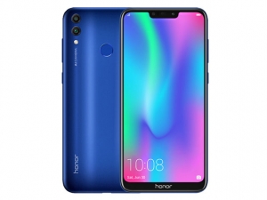 The Honor 8C smartphone in blue.