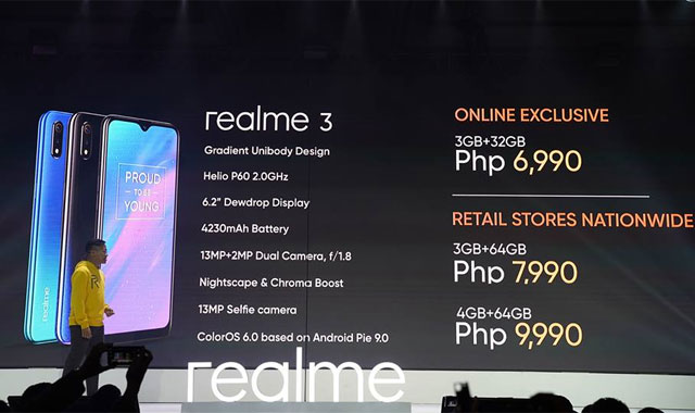 Official price of the Realme 3 in the Philippines.