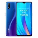 The Realme 3 Pro smartphone in Nitro Blue color.