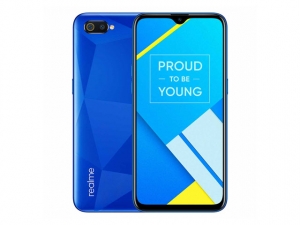 The Realme C2 smartphone in Blue Diamond color.