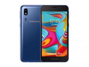 The Samsung Galaxy A2 Core in blue.