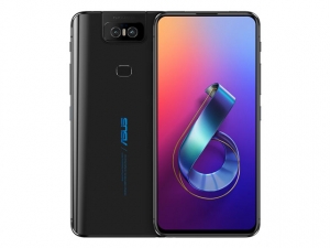 The ASUS Zenfone 6 ZS630KL smartphone in midnight black color.