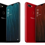 The OPPO A5s smartphone in black and red.