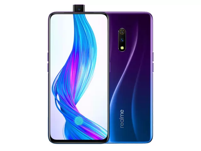 The Realme X smartphone in Punk Blue color.