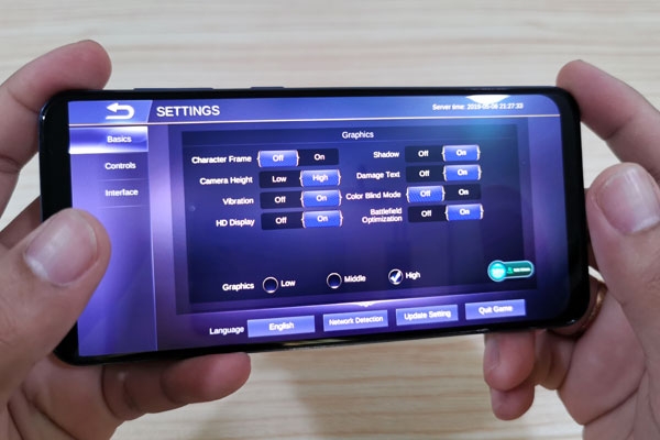 Graphics settings for Mobile Legends on the Samsung Galaxy A30