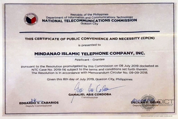 Mislatel certificate of public convenience