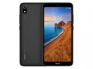The Xiaomi Redmi 7A smartphone in black color.