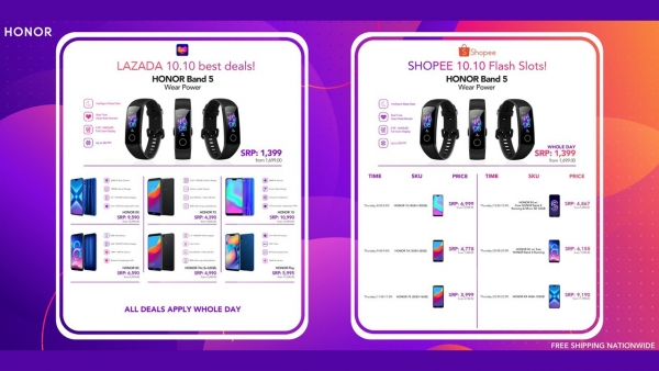 Discounted Honor products for the 10.10 shopping event.