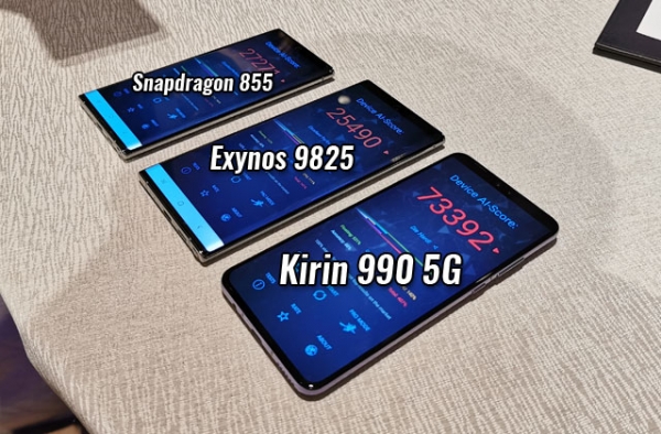 The AI Benchmark scores labeled with the corresponding chipset.