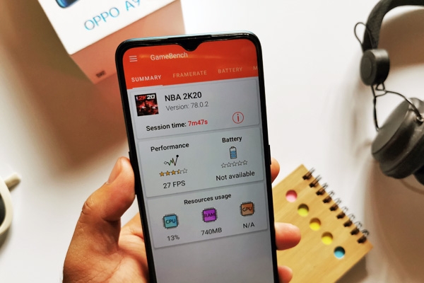 OPPO A9 2020 gaming performance for NBA 2K20