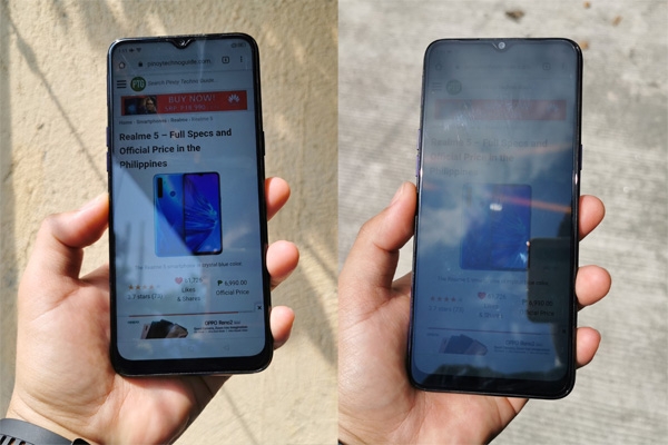 Realme 5 display indoor outdoor