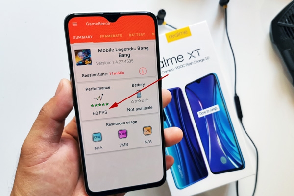Mobile Legends average FPS on Realme XT.