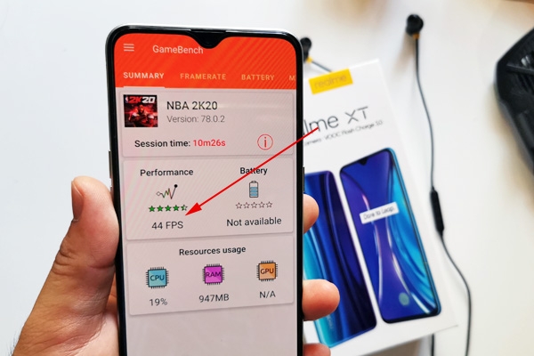 NBA 2K20 average FPS on Realme XT.