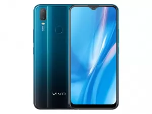 The Vivo Y11 smartphone in Mineral Blue color.