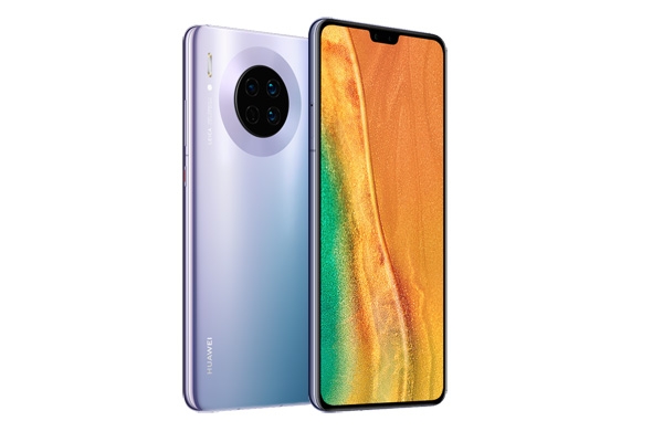 The Huawei Mate 30 in Space Silver color.
