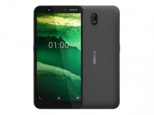 The Nokia C1 smartphone in charcoal black.