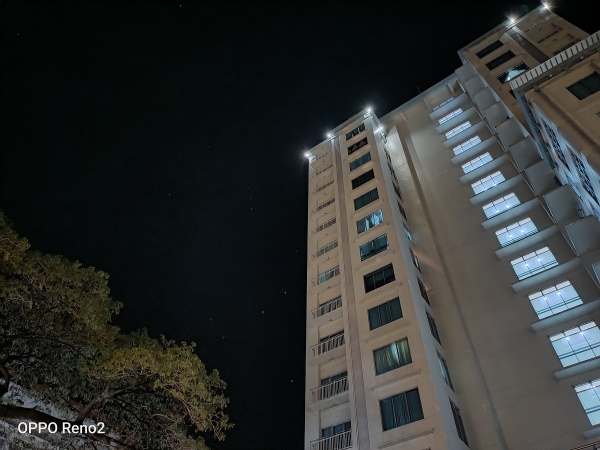 Building with stars in the background by OPPO Reno2 with Night mode.