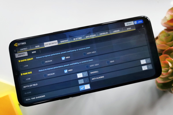 Graphics settings of Call of Duty Mobile on the Realme 5i.