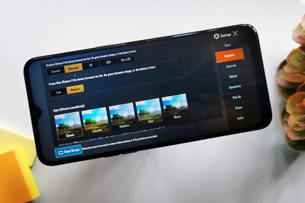 Graphics settings of PUBG Mobile on the Realme 5i.