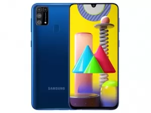The Samsung Galaxy M31 smartphone in blue.