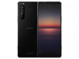 The Sony Xperia 1 II (read, Mark 2) smartphone in black.