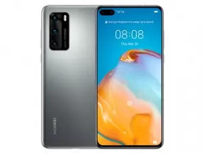 The Huawei P40 smartphone in Silver Frost color.