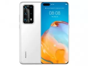 The Huawei P40 Pro+ smartphone in Ceramic White color.