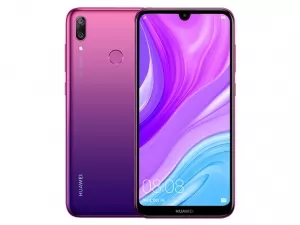 The Huawei Y7 2019 smartphone in Aurora Purple color.