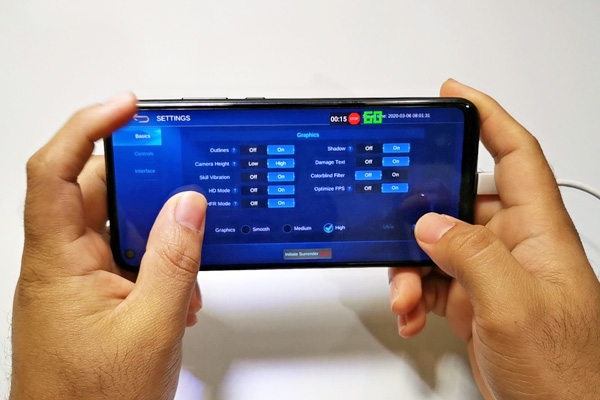 Graphics settings of Mobile Legends on the Huawei Y7p.