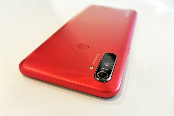 The Realme C3 viewed from the back.