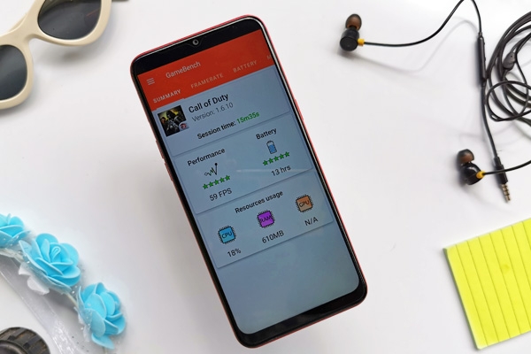 The average frame rate of Call of Duty Mobile on the Realme C3.