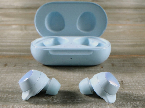 The Samsung Galaxy Buds+ in blue.