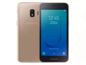 The Samsung Galaxy J2 Core 2020 smartphone in gold color.