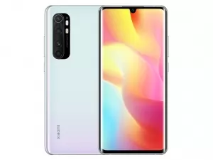 The Xiaomi Mi Note 10 Lite smartphone in Glacier White color.