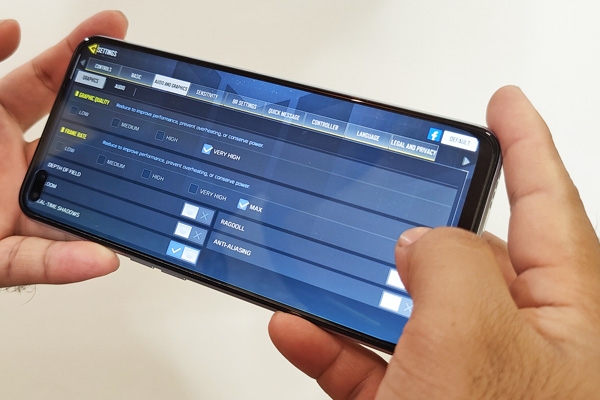 Graphics settings of Call of Duty Mobile on the realme X3 SuperZoom.