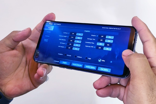 Graphics settings of Mobile Legends on the realme X3 SuperZoom.