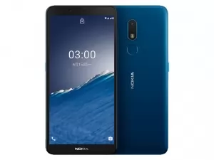 The Nokia C3 smartphone in blue.
