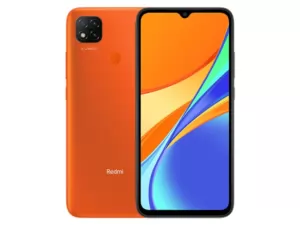 The Xiaomi Redmi 9C smartphone in orange.