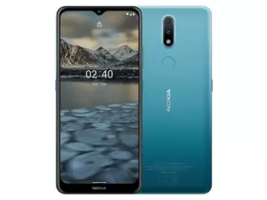 The Nokia 2.4 smartphone in Fjord color.