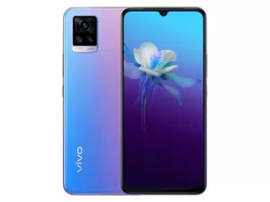 The vivo V20 smartphone in Sunset Melody color.