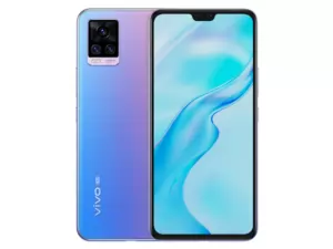 The vivo V20 Pro smartphone in Sunset Melody color.