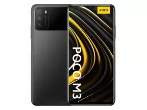 The POCO M3 smartphone in Power Black.