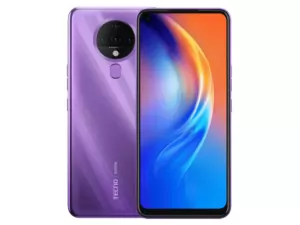 The TECNO Spark 6 smartphone in Misty Violet color.