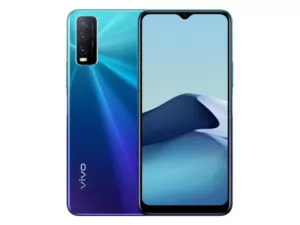 The vivo Y20i 2021 smartphone in Nebula Blue color.