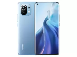 The Xiaomi Mi 11 smartphone in Horizon Blue color.