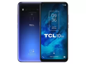 The TCL 10 5G smartphone in blue.