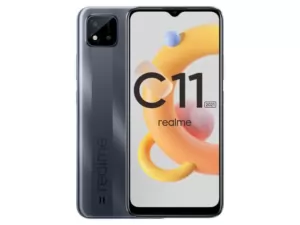 The realme C11 2021 smartphone in grey.
