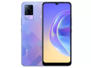 The vivo V21e smartphone in Diamond Flare color.